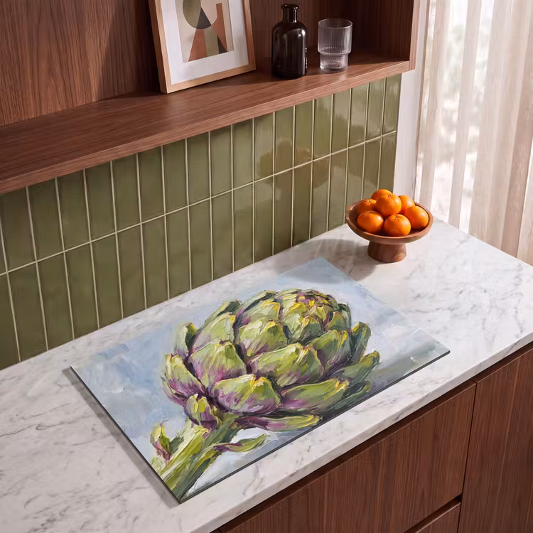 Induction Hob Cover - Food - Artichoke - Modern - Eten - Artisjok - Modern Inductie beschermer vinyl 3mm klein