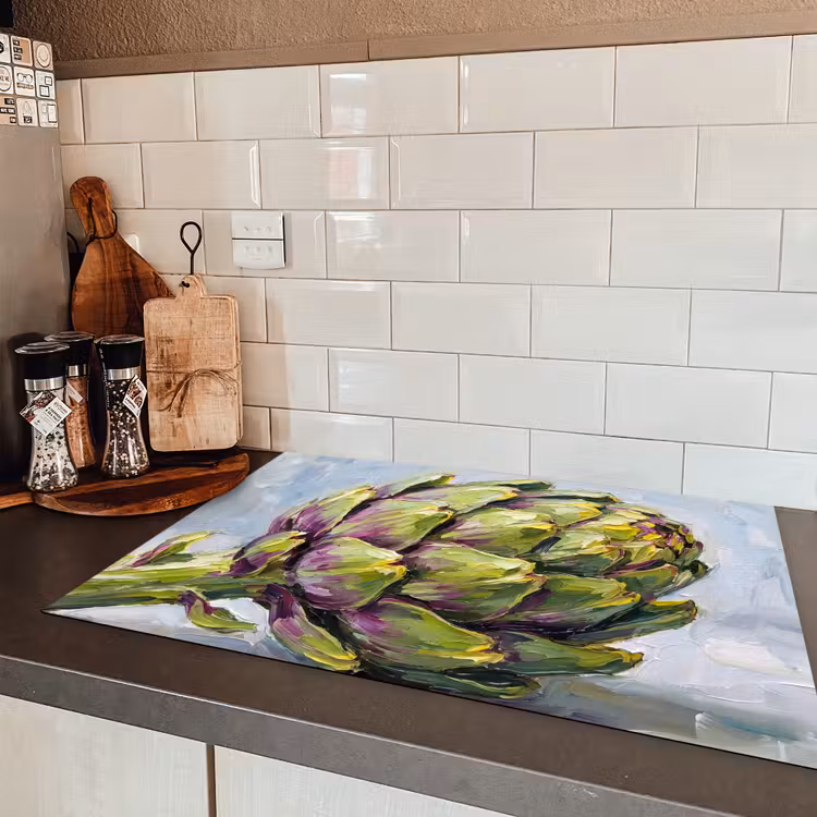 Induction Hob Cover - Food - Artichoke - Modern - Eten - Artisjok - Modern Inductie beschermer vinyl 3mm klein
