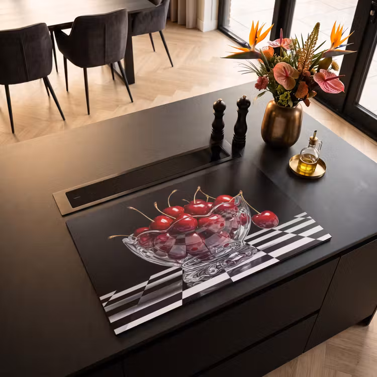 Induction Hob Cover - Food - Cherries - Red - Eten - Kersen - Rood Inductie beschermer vinyl 3mm klein