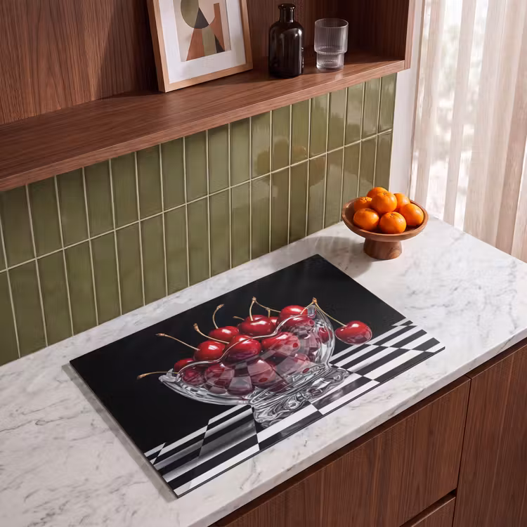 Induction Hob Cover - Food - Cherries - Red - Eten - Kersen - Rood Inductie beschermer vinyl 3mm klein