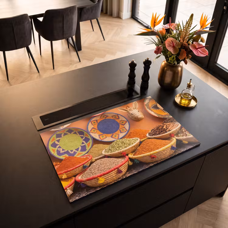 Induction Hob Cover - Food - Colorful - Culture - Eten - Kleurrijk - Cultuur Inductie beschermer vinyl 3mm klein