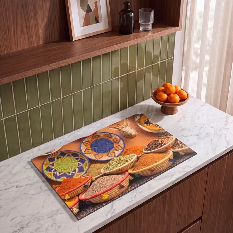 Induction Hob Cover - Food - Colorful - Culture - Eten - Kleurrijk - Cultuur Inductie beschermer vinyl 3mm klein