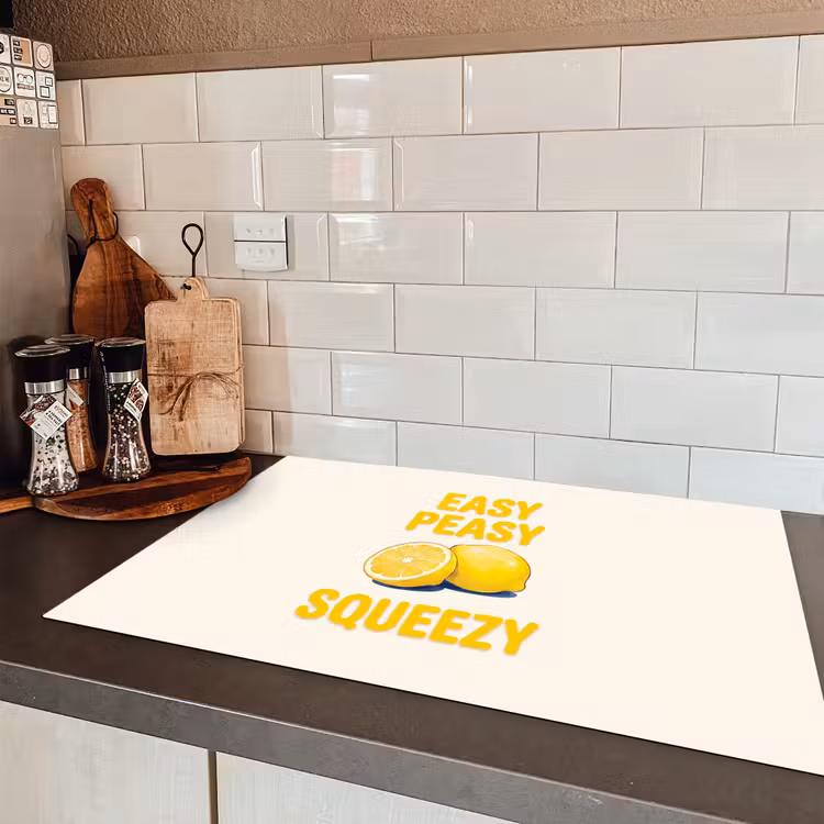 Eten - Citroenen - Keuken - Illustratie - Geel Inductie beschermer vinyl 3mm klein -sfeer3