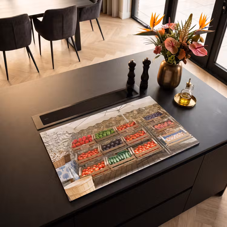 Induction Hob Cover - Food - Market - Fresh - Eten - Markt - Vers Inductie beschermer vinyl 3mm klein