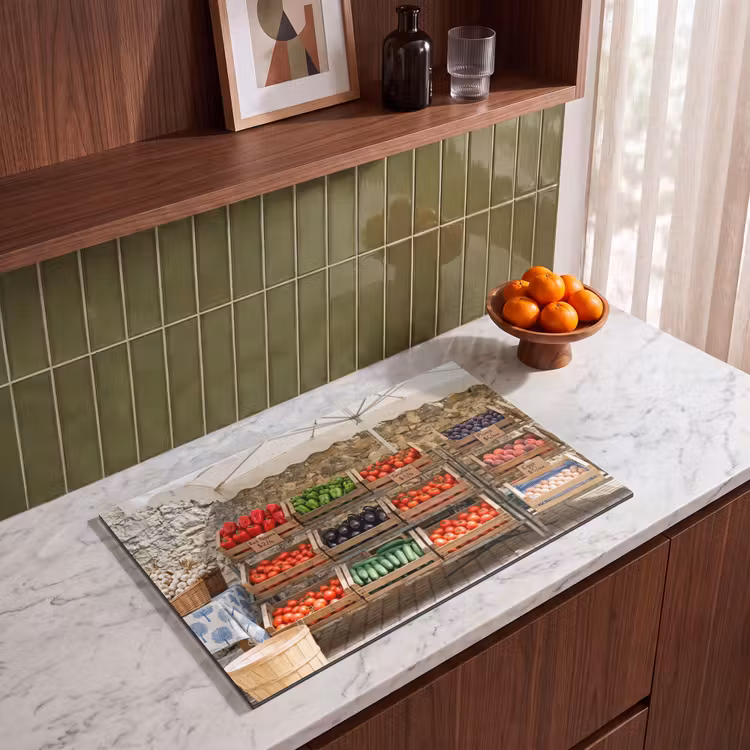Induction Hob Cover - Food - Market - Fresh - Eten - Markt - Vers Inductie beschermer vinyl 3mm klein