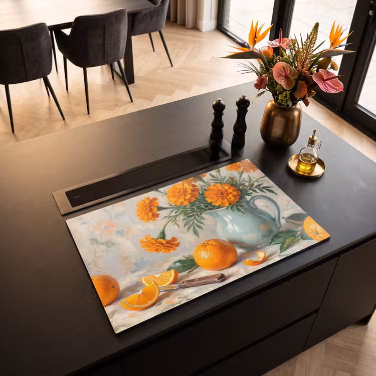 Induction Hob Cover - Food - Orange - Art - Eten - Oranje - Kunst Inductie beschermer vinyl 3mm klein
