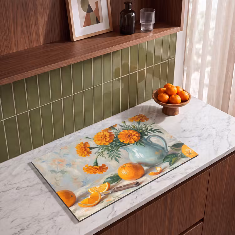 Induction Hob Cover - Food - Orange - Art - Eten - Oranje - Kunst Inductie beschermer vinyl 3mm klein