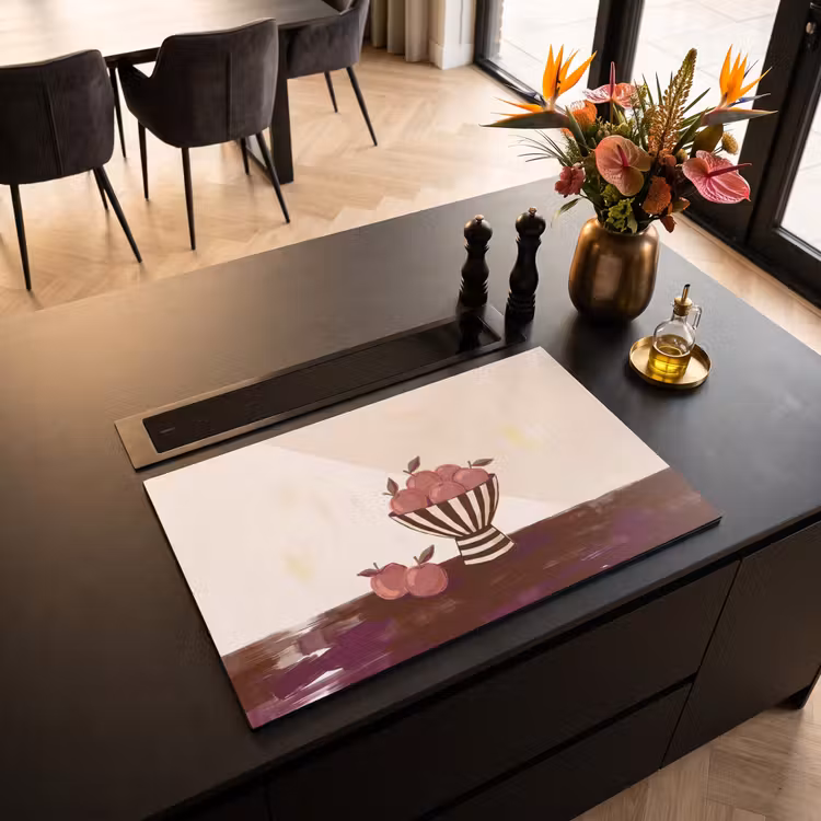 Eten - Schaal - Stilleven - Modern - Rood Inductie beschermer vinyl 3mm klein -sfeer5