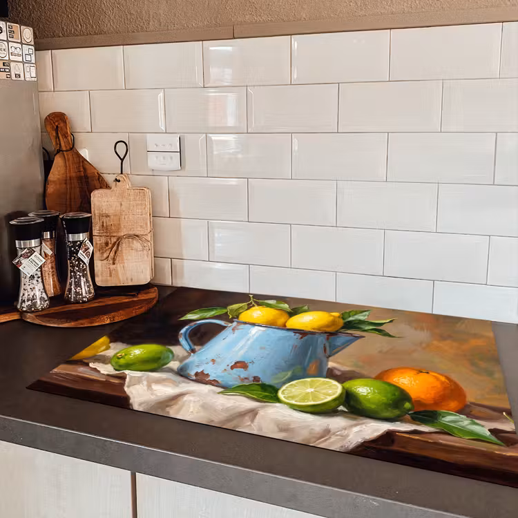 Induction Hob Cover - Food - Still Life - Classical - Eten - Stilleven - Klassiek Inductie beschermer vinyl 3mm klein
