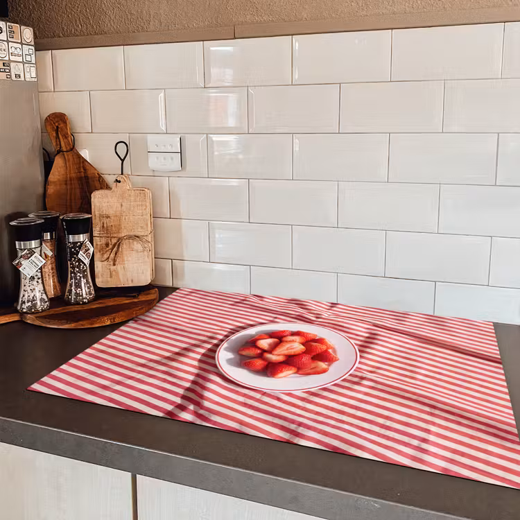 Eten - Aardbeien - Fruit - Zomer - Rood Inductie beschermer vinyl 3mm klein -sfeer3