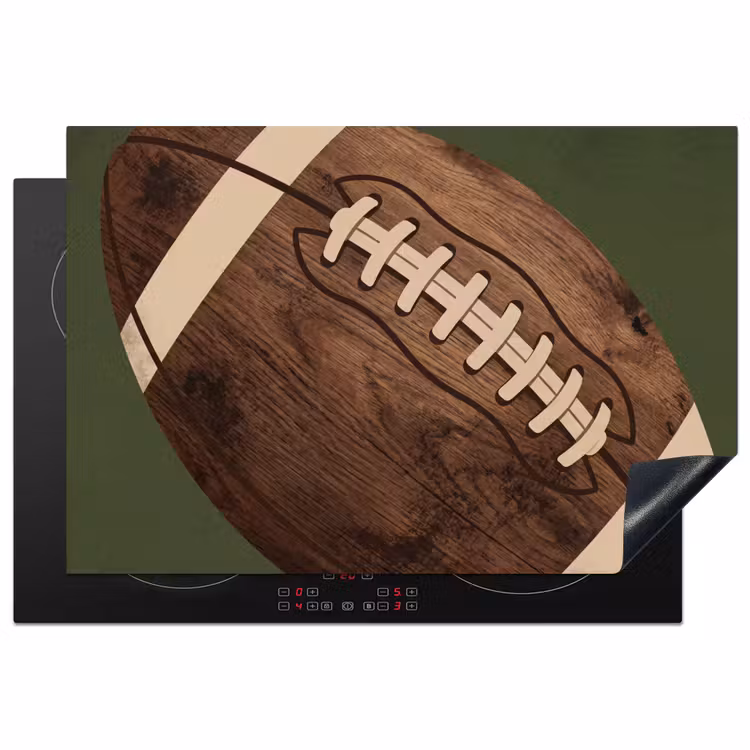 Football - Hout - Sport - Groen Inductie beschermer vinyl 3mm klein -3d