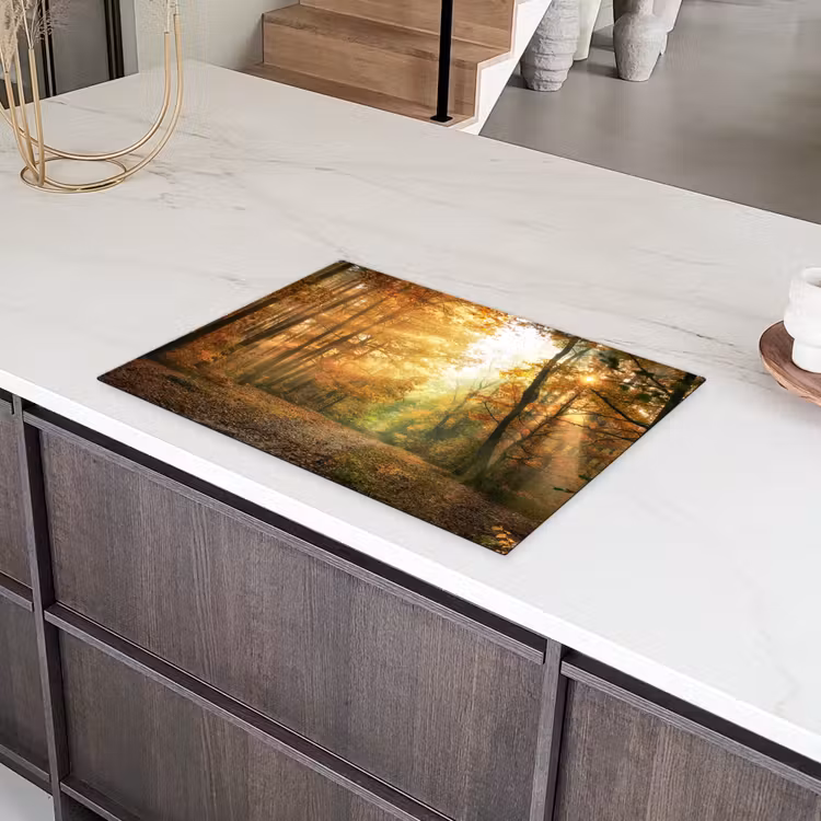 Bos - Herfst - Zon - Landschap - Natuur - Bomen - Bladeren Inductie beschermer vinyl 3mm middel -sfeer8