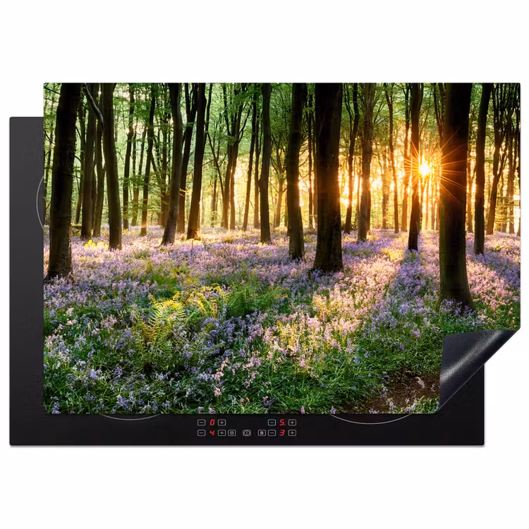 Bos - Bloemen - Lavendel - Zon - Paars - Natuur Inductie beschermer vinyl 3mm middel -3d