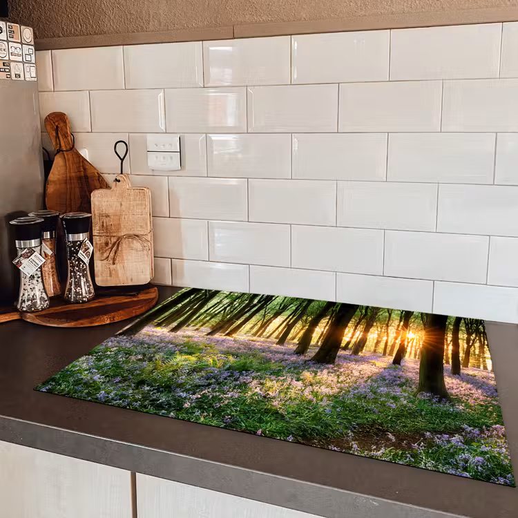 Bos - Bloemen - Lavendel - Zon - Paars - Natuur Inductie beschermer vinyl 3mm middel -sfeer3
