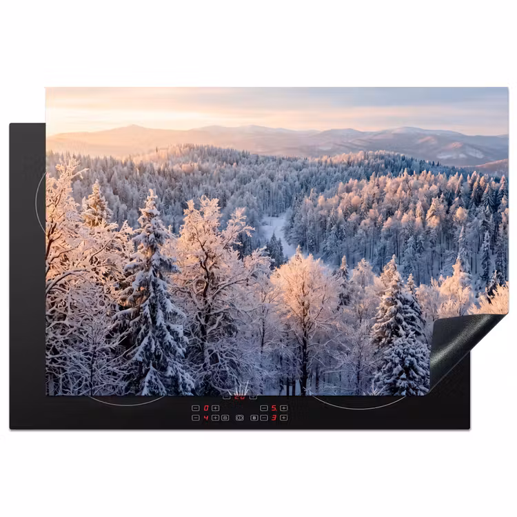 Bos - Bergen - Goud - Winter - Warm Inductie beschermer vinyl 3mm klein -3d