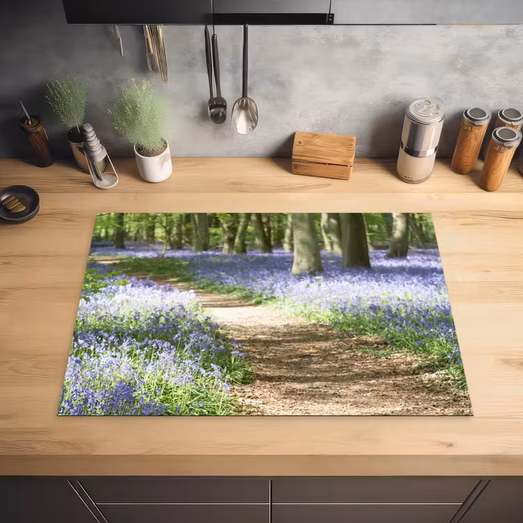 Bos - Pad - Bloemen - Paars - Groen - Natuur Inductie beschermer vinyl 3mm middel -sfeer5