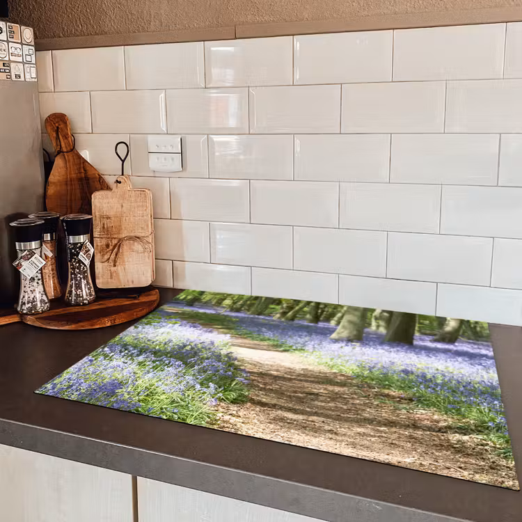 Bos - Pad - Bloemen - Paars - Groen - Natuur Inductie beschermer vinyl 3mm middel -sfeer3