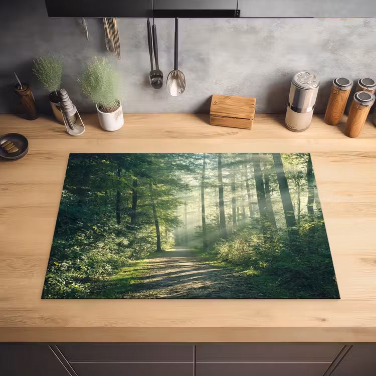 Bos - Pad - Zon - Bomen - Groen - Natuur Inductie beschermer vinyl 3mm middel -sfeer5