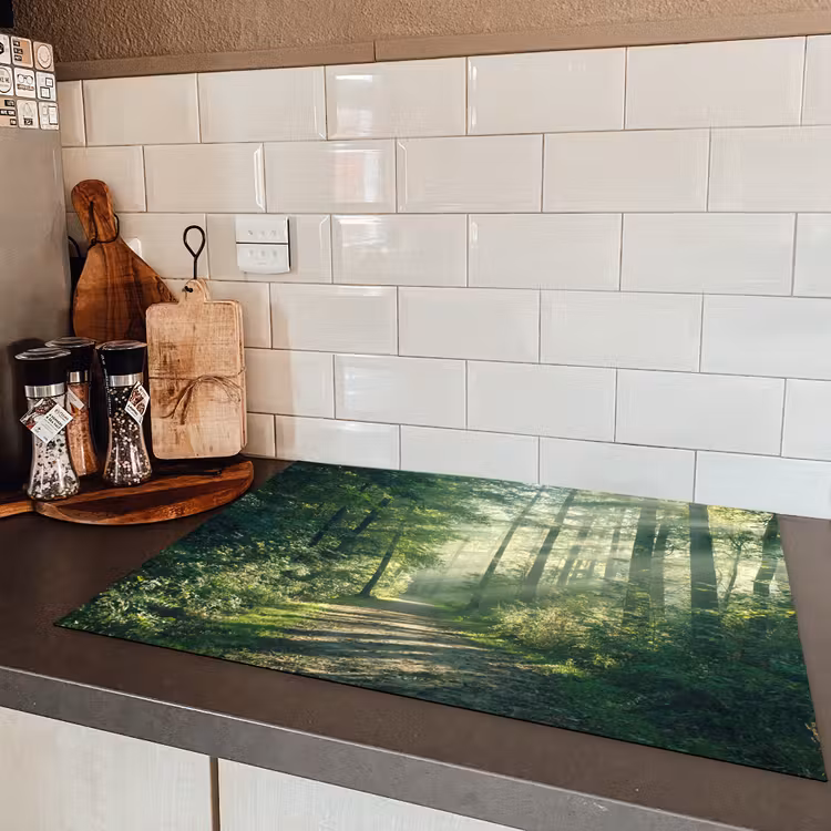 Bos - Pad - Zon - Bomen - Groen - Natuur Inductie beschermer vinyl 3mm middel -sfeer3