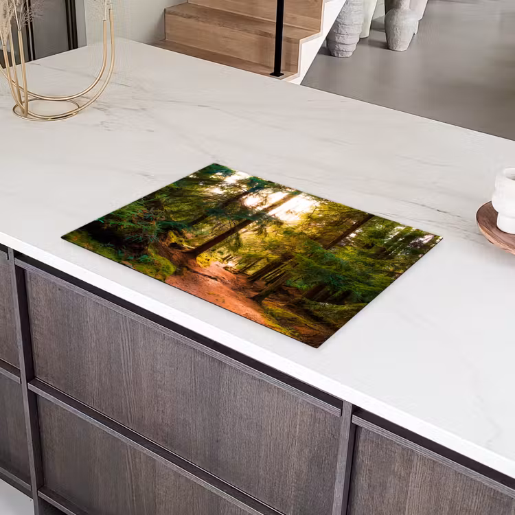Bos - Pad - Bomen - Groen - Zon - Natuur Inductie beschermer vinyl 3mm middel -sfeer8