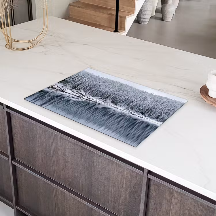 Bos - Reflectie - Meer - Winter - Serene Inductie beschermer vinyl 3mm klein -sfeer8