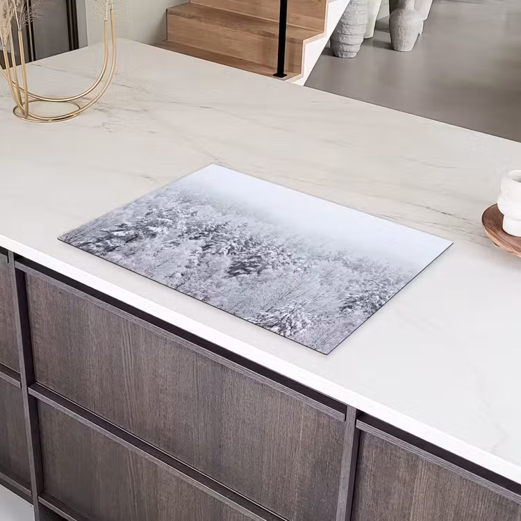 Bos - Sneeuw - Winter - Natuur - Wit Inductie beschermer vinyl 3mm klein -sfeer8