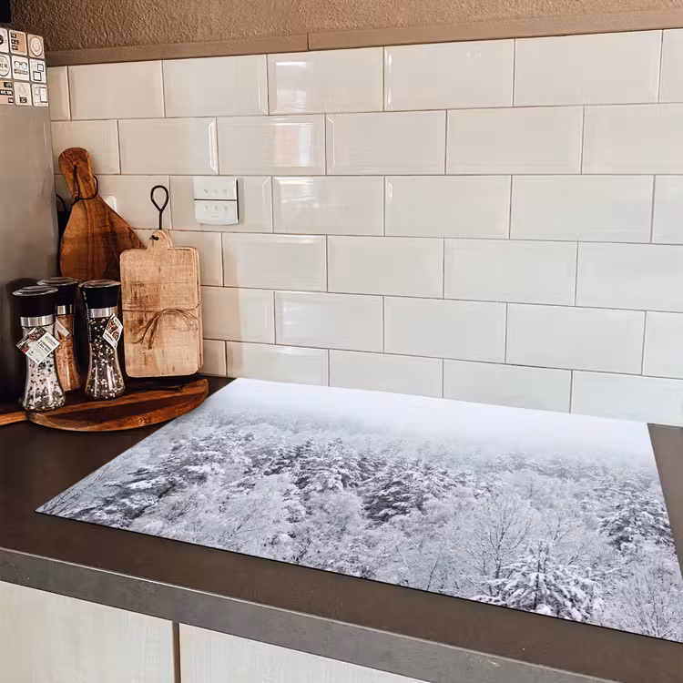 Bos - Sneeuw - Winter - Natuur - Wit Inductie beschermer vinyl 3mm klein -sfeer3