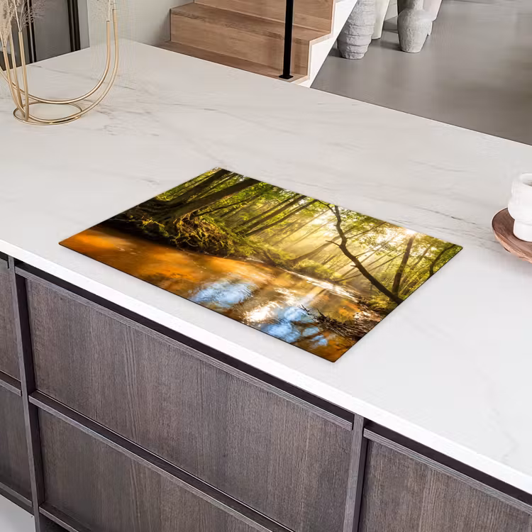 Bos - Beek - Zonlicht - Natuur - Groen Inductie beschermer vinyl 3mm klein -sfeer8