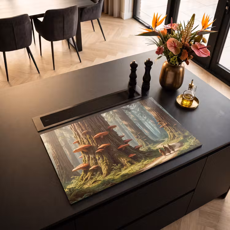 Induction Hob Cover - Forest - Trees - Nature - Bos - Bomen - Natuur Inductie beschermer vinyl 3mm klein