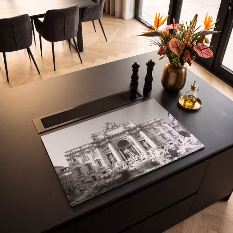 Fontein - Beelden - Architectuur - Zwart-wit Inductie beschermer vinyl 3mm klein -sfeer5