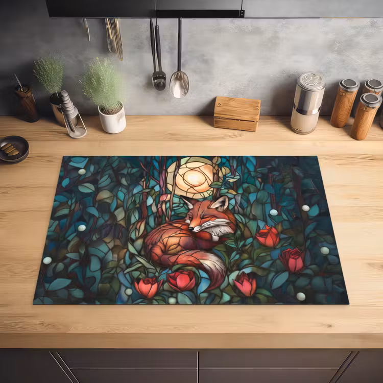 Vos - Mozaïek - Bos - Maan Inductie beschermer vinyl 3mm klein -sfeer5