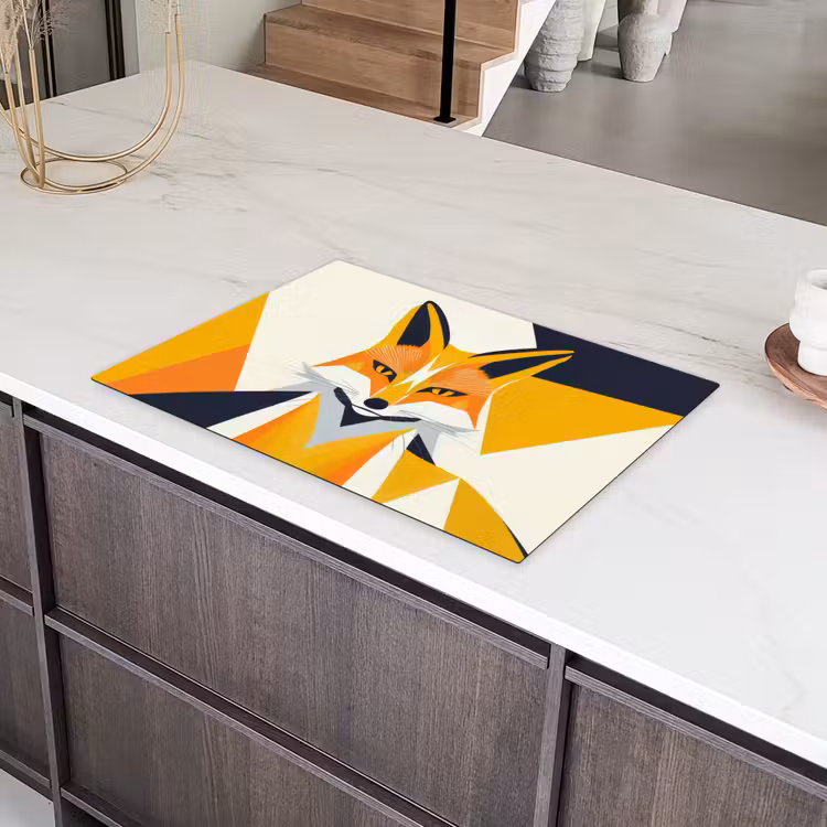 Vos - Oranje - Abstract - Driehoeken Inductie beschermer vinyl 3mm klein -sfeer8