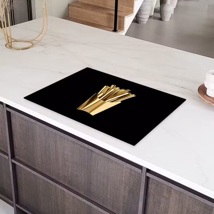Friet - Goud - Chrome - Eten Inductie beschermer vinyl 3mm klein -sfeer8