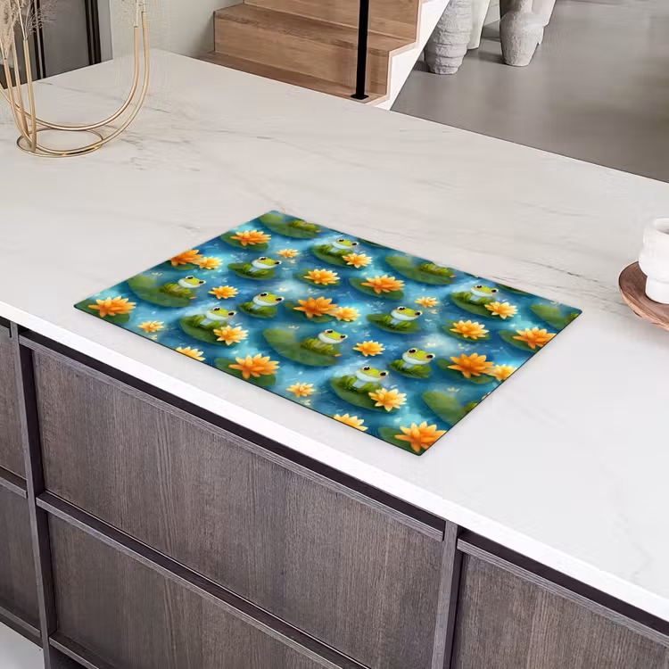 Kikker - Lelies - Groen Inductie beschermer vinyl 3mm klein 276 -sfeer8