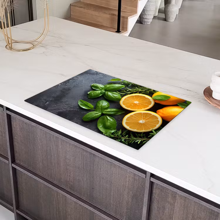 Fruit - Grijs - Beton - Sinaasappel - Planten Inductie beschermer vinyl 3mm klein -sfeer8
