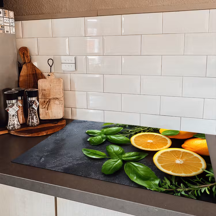 Fruit - Grijs - Beton - Sinaasappel - Planten Inductie beschermer vinyl 3mm klein -sfeer3
