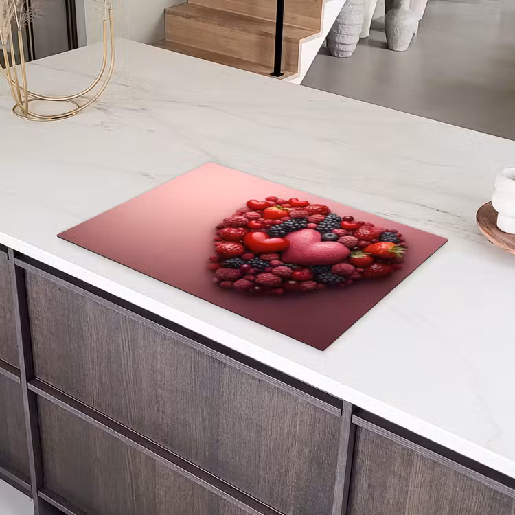 Fruit - Hartjes - Aardbeien - Frambozen - Bosbessen Inductie beschermer vinyl 3mm klein -sfeer8