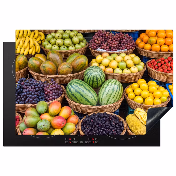 Induction Hob Cover - Fruit - Market - Colorful - Fruit - Markt - Kleurrijk Inductie beschermer vinyl 3mm klein