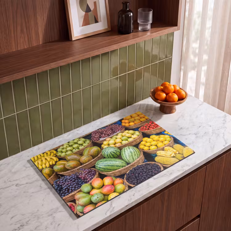 Induction Hob Cover - Fruit - Market - Colorful - Fruit - Markt - Kleurrijk Inductie beschermer vinyl 3mm klein