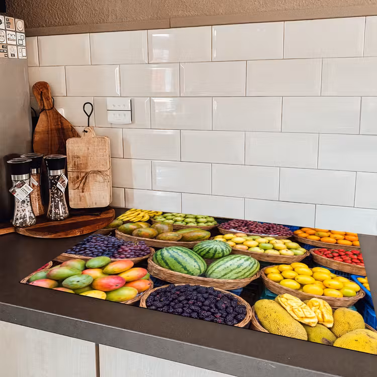Induction Hob Cover - Fruit - Market - Colorful - Fruit - Markt - Kleurrijk Inductie beschermer vinyl 3mm klein