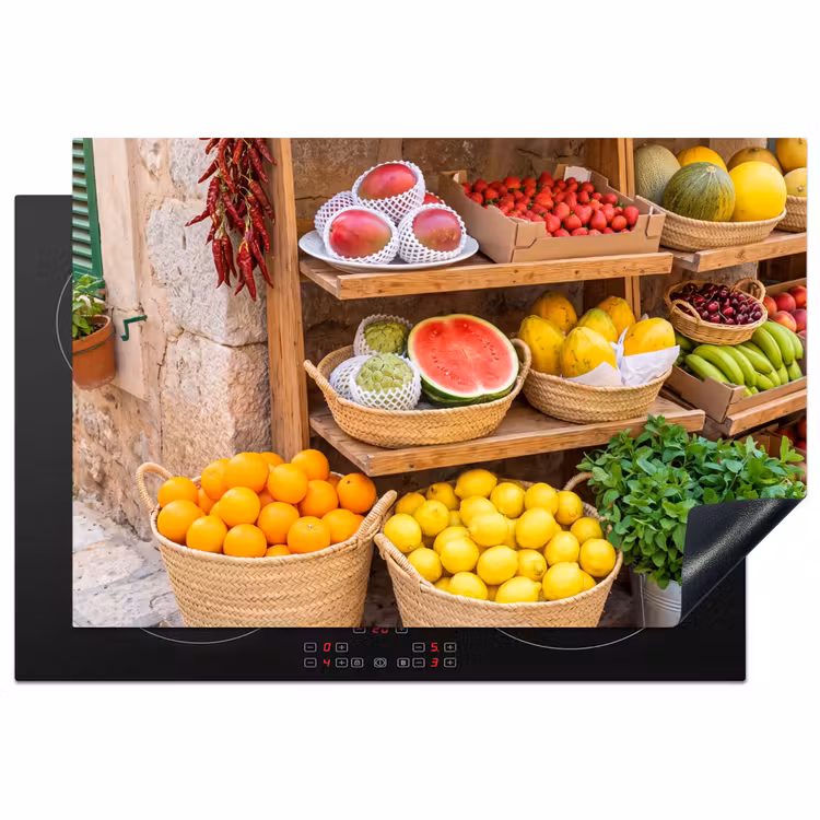 Induction Hob Cover - Fruit - Market - Fresh - Fruit - Markt - Vers Inductie beschermer vinyl 3mm klein