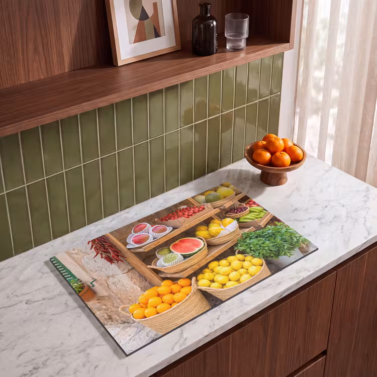 Induction Hob Cover - Fruit - Market - Fresh - Fruit - Markt - Vers Inductie beschermer vinyl 3mm klein
