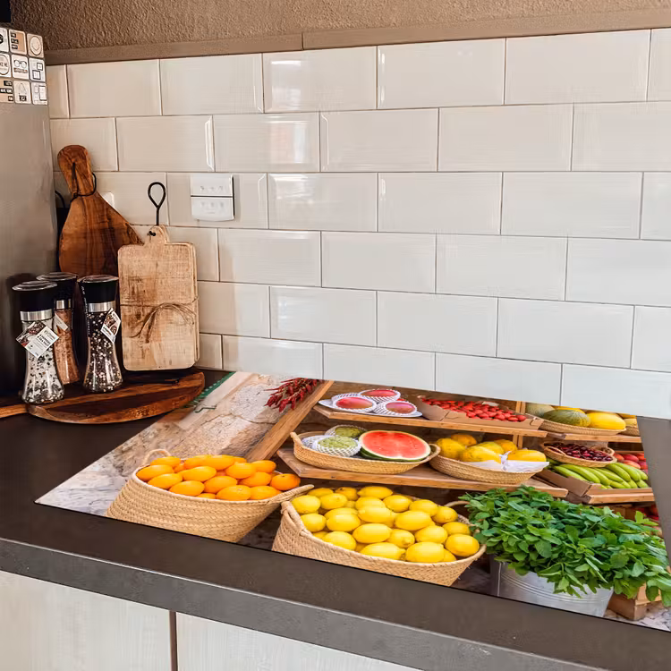 Induction Hob Cover - Fruit - Market - Fresh - Fruit - Markt - Vers Inductie beschermer vinyl 3mm klein