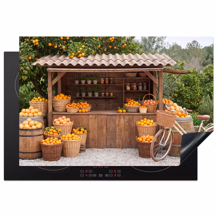 Induction Hob Cover - Fruit - Market - Rural - Fruit - Markt - Landelijk Inductie beschermer vinyl 3mm klein
