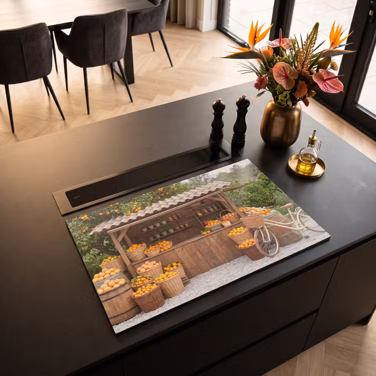 Induction Hob Cover - Fruit - Market - Rural - Fruit - Markt - Landelijk Inductie beschermer vinyl 3mm klein