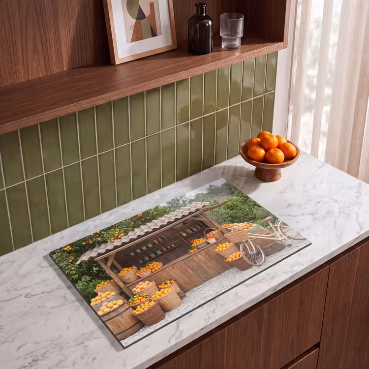 Induction Hob Cover - Fruit - Market - Rural - Fruit - Markt - Landelijk Inductie beschermer vinyl 3mm klein