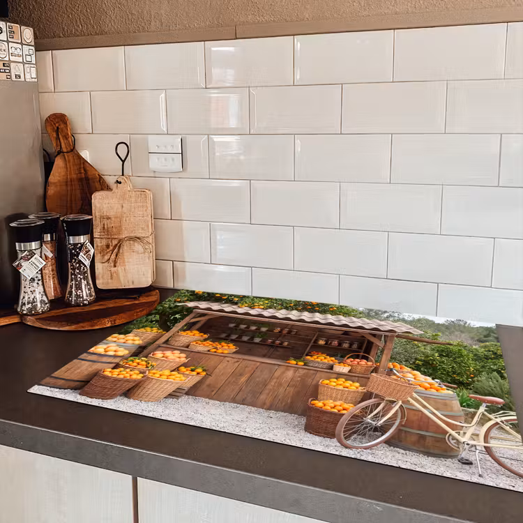 Induction Hob Cover - Fruit - Market - Rural - Fruit - Markt - Landelijk Inductie beschermer vinyl 3mm klein