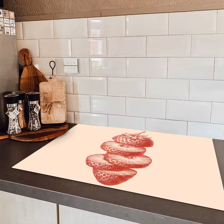 Fruit - Gesneden - Illustratie - Rood - Vintage Inductie beschermer vinyl 3mm klein -sfeer3