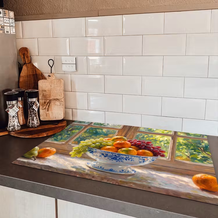 Induction Hob Cover - Fruit - Windowsill - Nature - Fruit - Vensterbank - Natuur Inductie beschermer vinyl 3mm klein