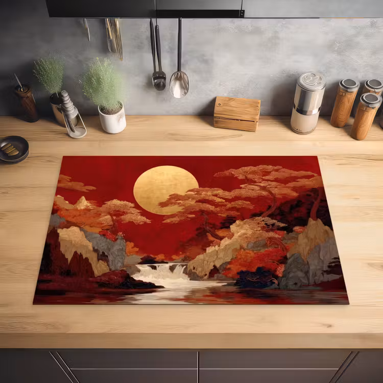 Volle maan - Landschap - Waterval Inductie beschermer vinyl 3mm klein -sfeer5